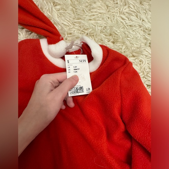 🎅 Santa Costume Onesie Pajama 18 months - 2T w Hat H&M Kids Baby Christmas Set - Picture 7 of 8